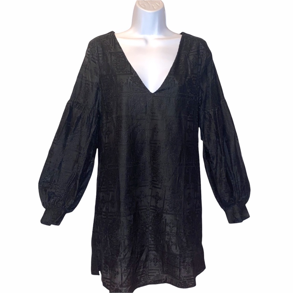 Capulet black embroidered mini sheath dress size S